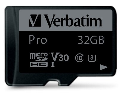 Карта памяти Micro SD 32 Gb VERBATIM 90MB/S MICRO SD PRO CLASS 10 UHS-I (SD ADAPTOR) 47041