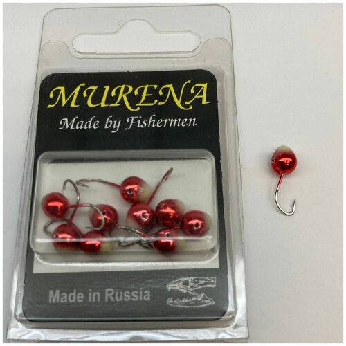 Мормышка шар с отверстием d-5 Красный с фосфорной пяткой