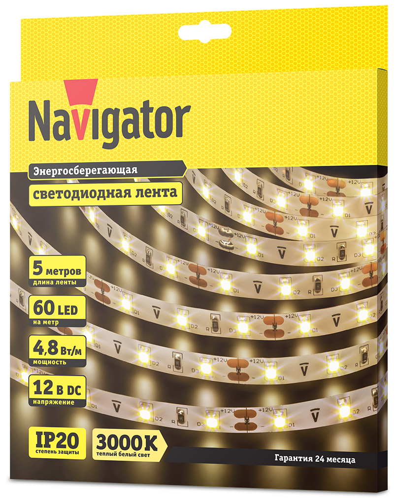 Лента светодиодная 71 402 NLS-3528WW60-4.8 IP20 12B R5 4.8Вт/м (уп.5м) Navigator 71402 - фотография № 5