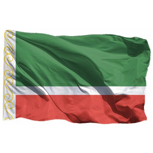 Флаг Чечни - Чеченской Республики на флажной сетке, 70х105 см - для флагштока флаг удмуртской республики на флажной сетке 70х105 см для флагштока