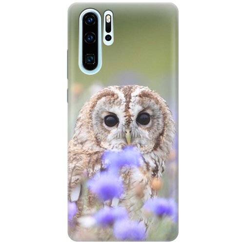 фото Ультратонкий силиконовый чехол-накладка для huawei p30 pro с принтом "сова и васильки" gosso
