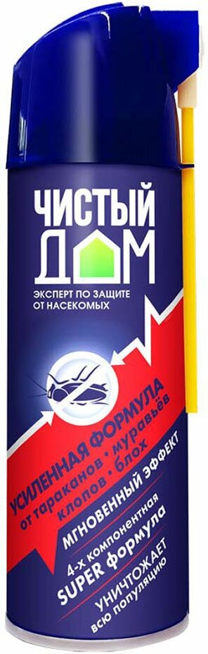 Инс Чистый дом аэрозоль супер от тараканов, муравьёв, клопов, блох Усиленая формула 400мл - фотография № 9