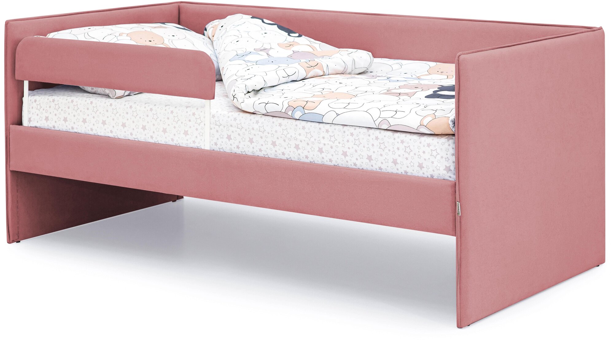 Детская мягкая кровать Soffal + мягкий бортик Брусника (микрошенилл) - фотография № 1