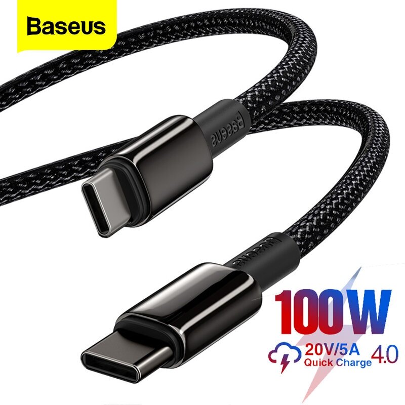 Кабель Baseus Tungsten Gold Fast Charging Data Cable Type-C to Type-C 100W 1m (CATWJ-01)