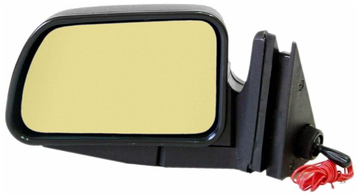 Зеркало боковое левое для ВАЗ-2104, 2105, 2107, модель Р-5 АО с тросовым приводом регулировки, с плоским противоослепляющим отражателем золотистогоо тона, с системой обогрева.