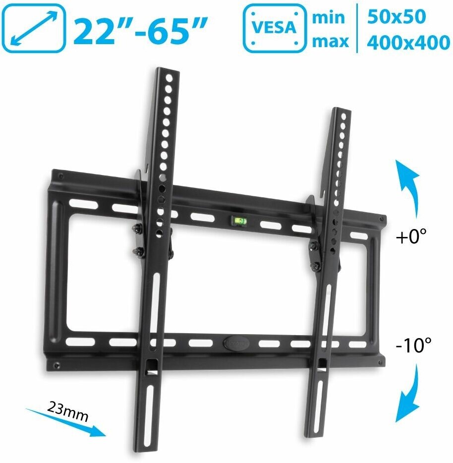 Kromax Ideal-4 black кронштейн на стену для ТВ 22"-65"