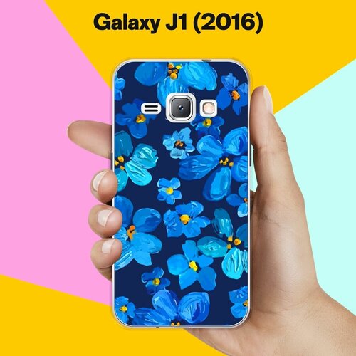 Силиконовый чехол на Samsung Galaxy J1 (2016) Синие цветы / для Самсунг Галакси Джей 1 (2016)