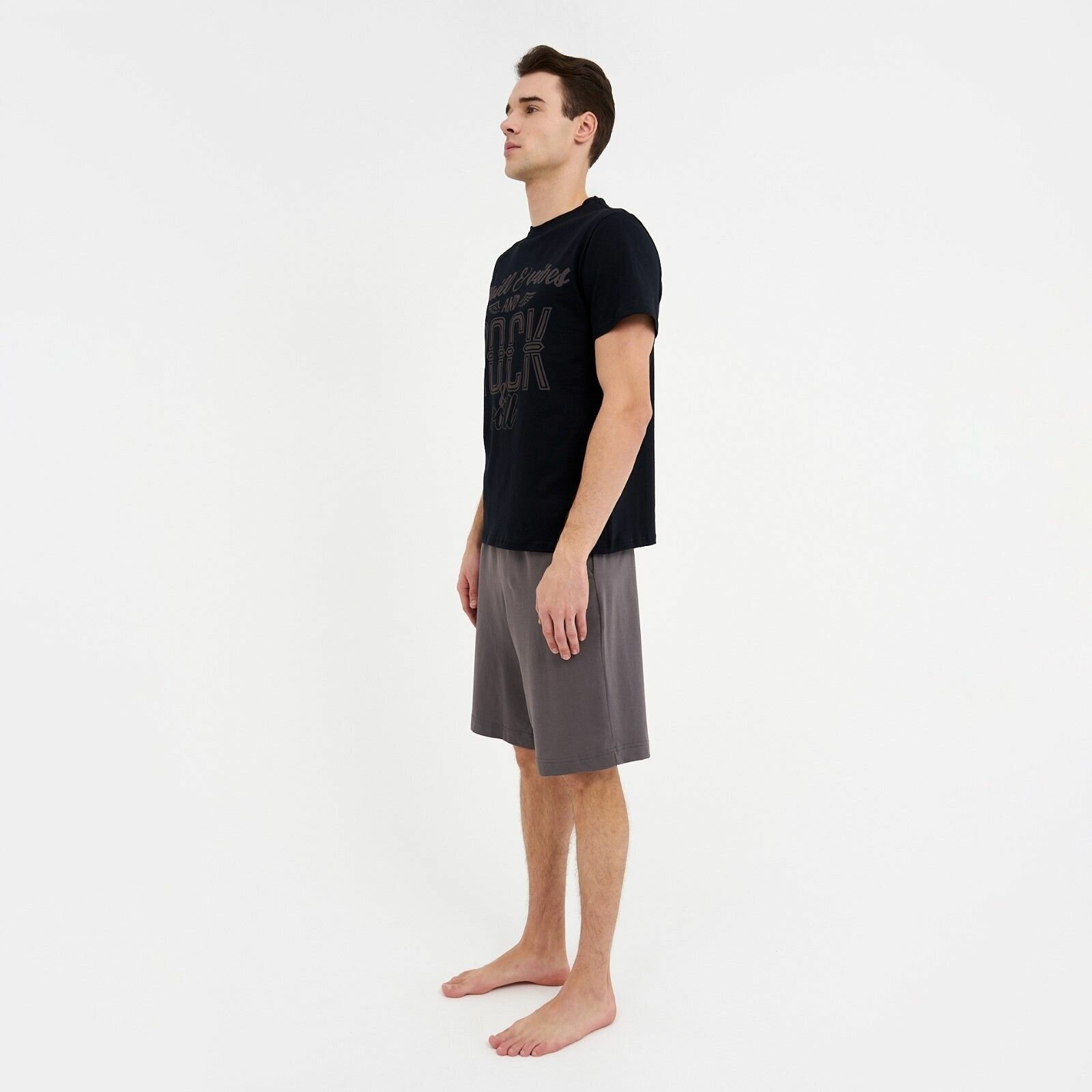 Пижама Kaftan, футболка, шорты, размер 52, черный - фотография № 3