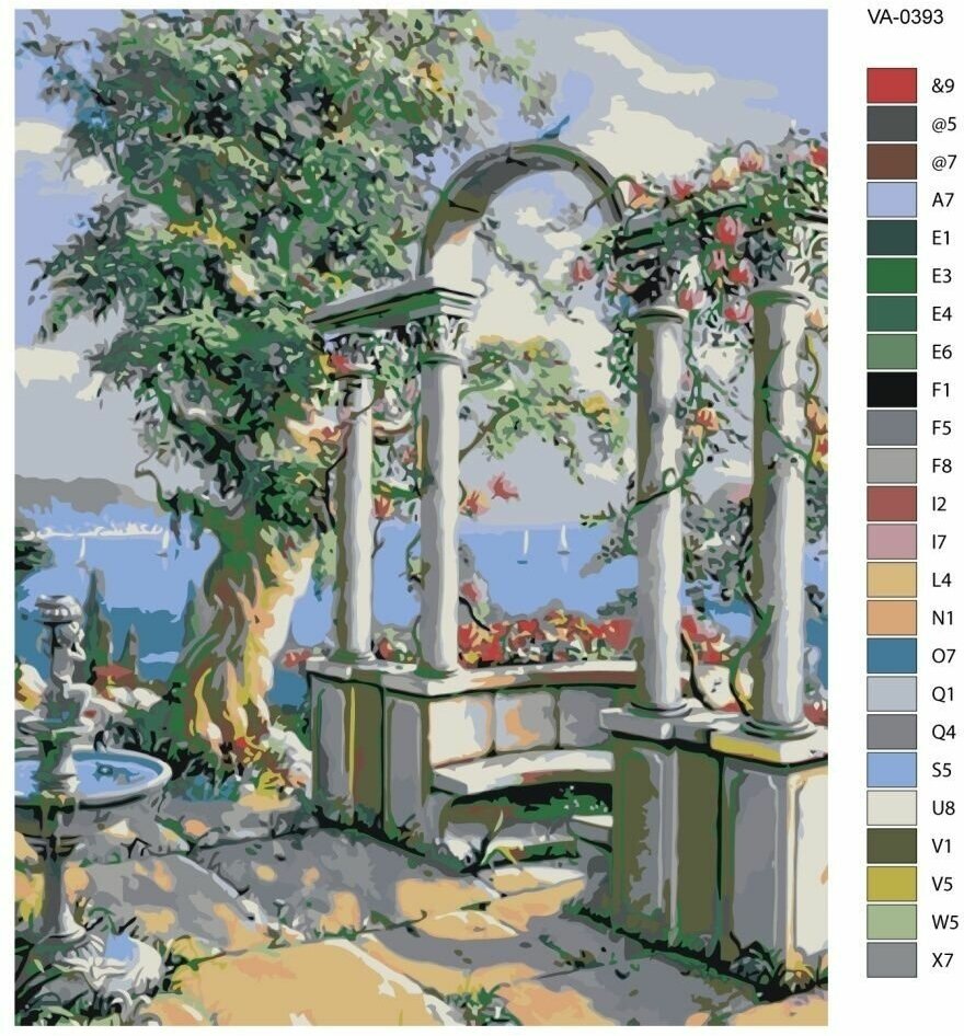 Картина по номерам АртТойс Беседка с фонтаном 40х50 см - фотография № 3