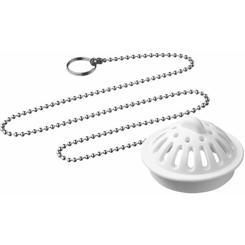 Ситечко-пробка белая для ванн, раковин с металлической цепочкой 50 см