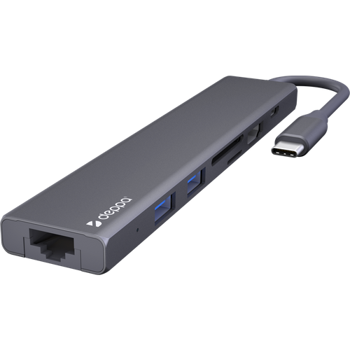USB-концентратор Deppa USB Type-C 7 в 1 (73127), разъемов: 3, графит usb концентратор deppa usb type c 7 в 1 73122 разъемов 3 серебристый