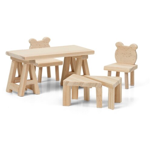 кукольные домики и мебель lundby набор деревянной мебели для домика сделай сам стол и стулья Lundby Набор мебели для кукольного домика Сделай сам Стол и стулья (LB_60906400) натуральный