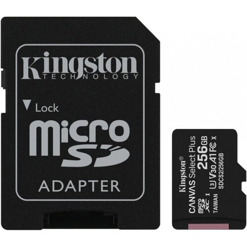 Kingston Флеш карта microSDXC 256Gb Kingston SDCS2/256GB Canvas Select Plus + adapter карта памяти kingston canvas select plus microsdxc 64gb class10 sdcs2 64gbsp w o adapter