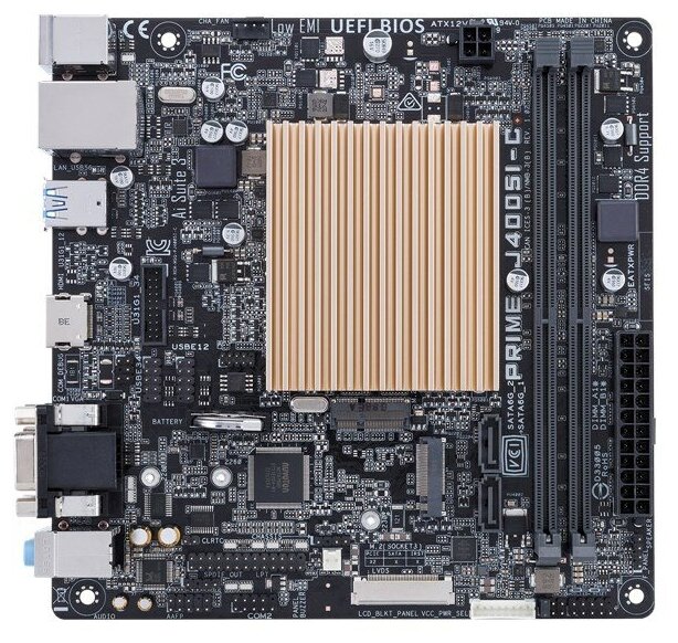 Материнская плата Asus PRIME J4005I-C (BGA 1090, Intel Celeron J4005 2x2.0 ГГц, 2xDDR4-2400 МГц, 1xM.2, Mini-ITX, LAN + VGA + HDMI) - фотография № 1