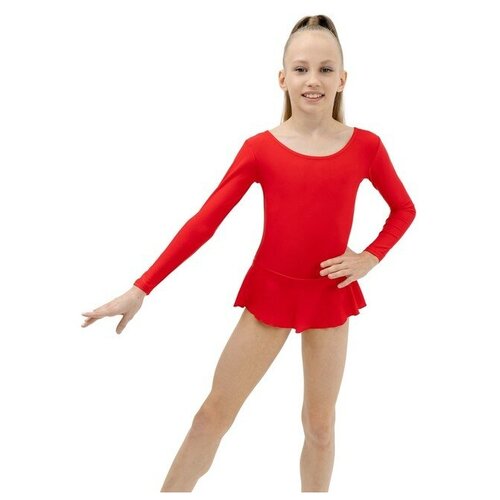 фото Купальник гимнастический с юбкой лайкра, цвет красный (р.30) 871328 grace dance