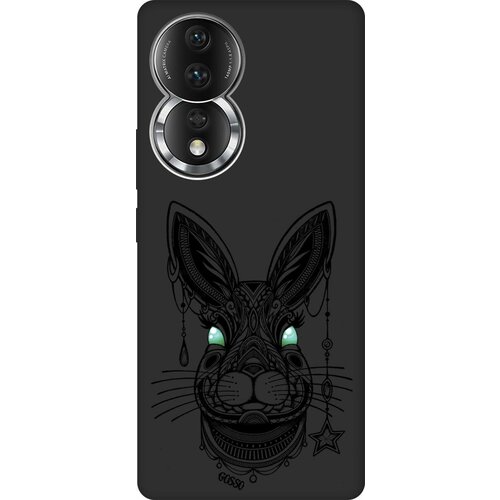 Матовый Soft Touch силиконовый чехол на Honor 80 / Хонор 80 с 3D принтом Grand Rabbit черный матовый soft touch силиконовый чехол на honor 80 pro хонор 80 про с 3d принтом grand cat черный