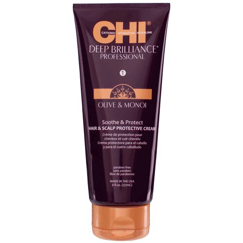 CHI Deep Brilliance Защитный крем для кожи головы и волос, 177 г, 177 мл крем для волос разглаживающий chi deep brilliance smooth edge high shine