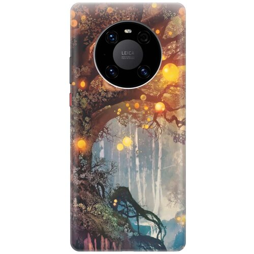 фото Ультратонкий силиконовый чехол-накладка для huawei mate 40 pro с принтом "лиса на древе" gosso