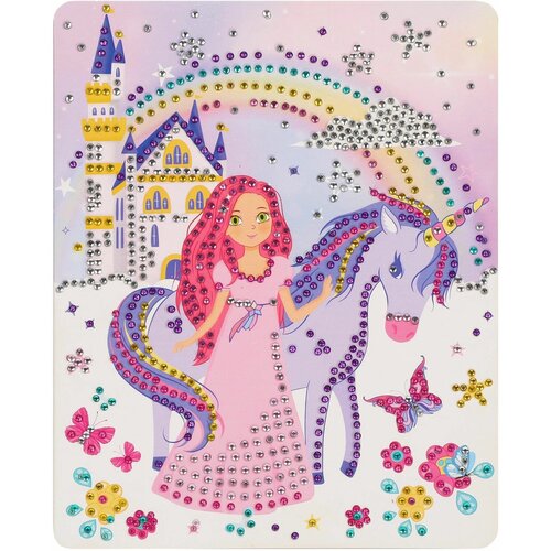 набор для творчества алмазная мозаика принцесса с единорогом Набор для творчества Алмазная мозаика «Принцесса с единорогом», 17*21см Color Puppy 70018
