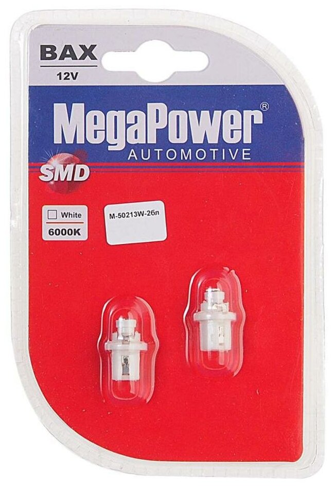 Лампа автомобильная светодиодная MegaPower M-50213W-2бл T5 12V W2x4.6d
