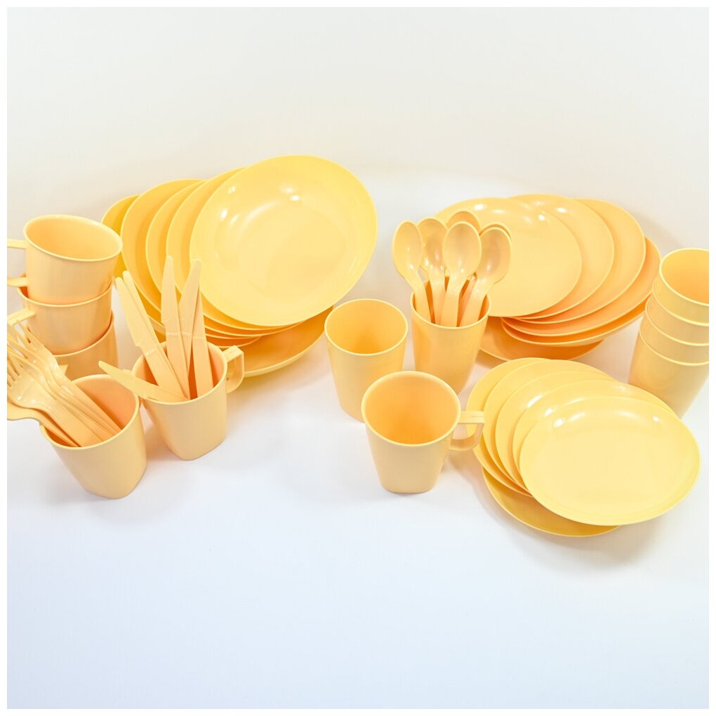 Набор посуды "Для пикника" на 6 персон, цвет бежевый - фотография № 4