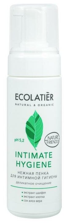 Ecolatier Нежная пенка для интимной гигиены Intimate Hygiene с экстрактами шалфея и хлопка, 150 мл, Ecolatier