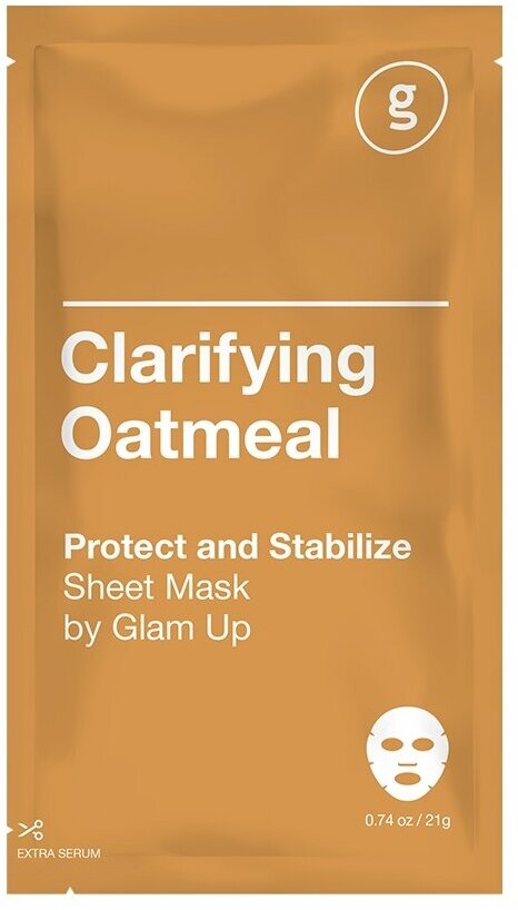 Glam Up Маска тканевая очищающая с экстрактом овса Oatmeal, 21г
