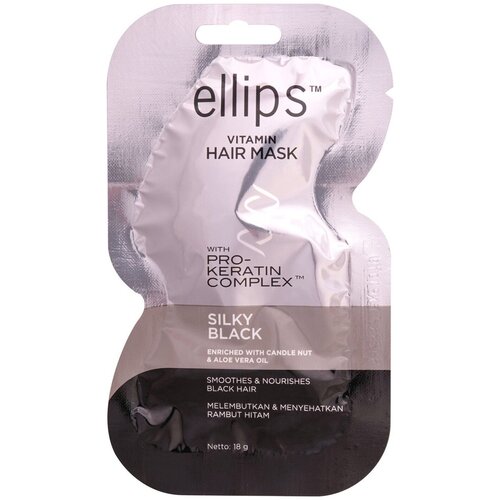 Ellips Hair Vitamin Маска Pro-Keratin Shiny Black для восстановления темных волос, 120 мл, пакет
