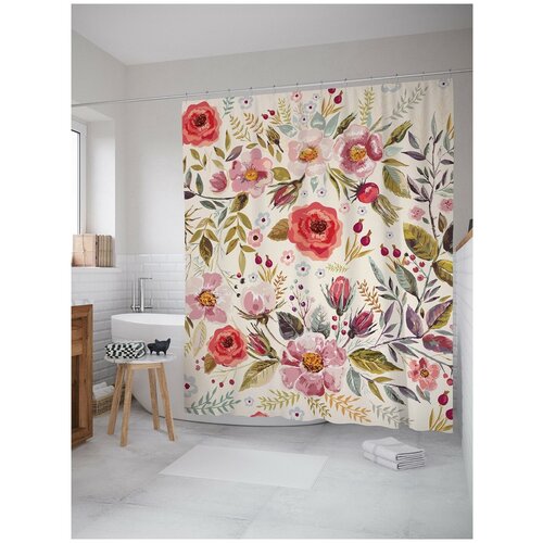 фото Штора для ванной joyarty цветочное знакомство 180х200 (sc-29975)