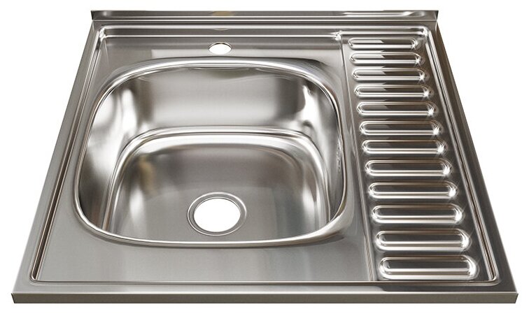 Врезная кухонная мойка Mixline 60х60 (0.8) 3 1/2 левая 60х60см нержавеющая сталь