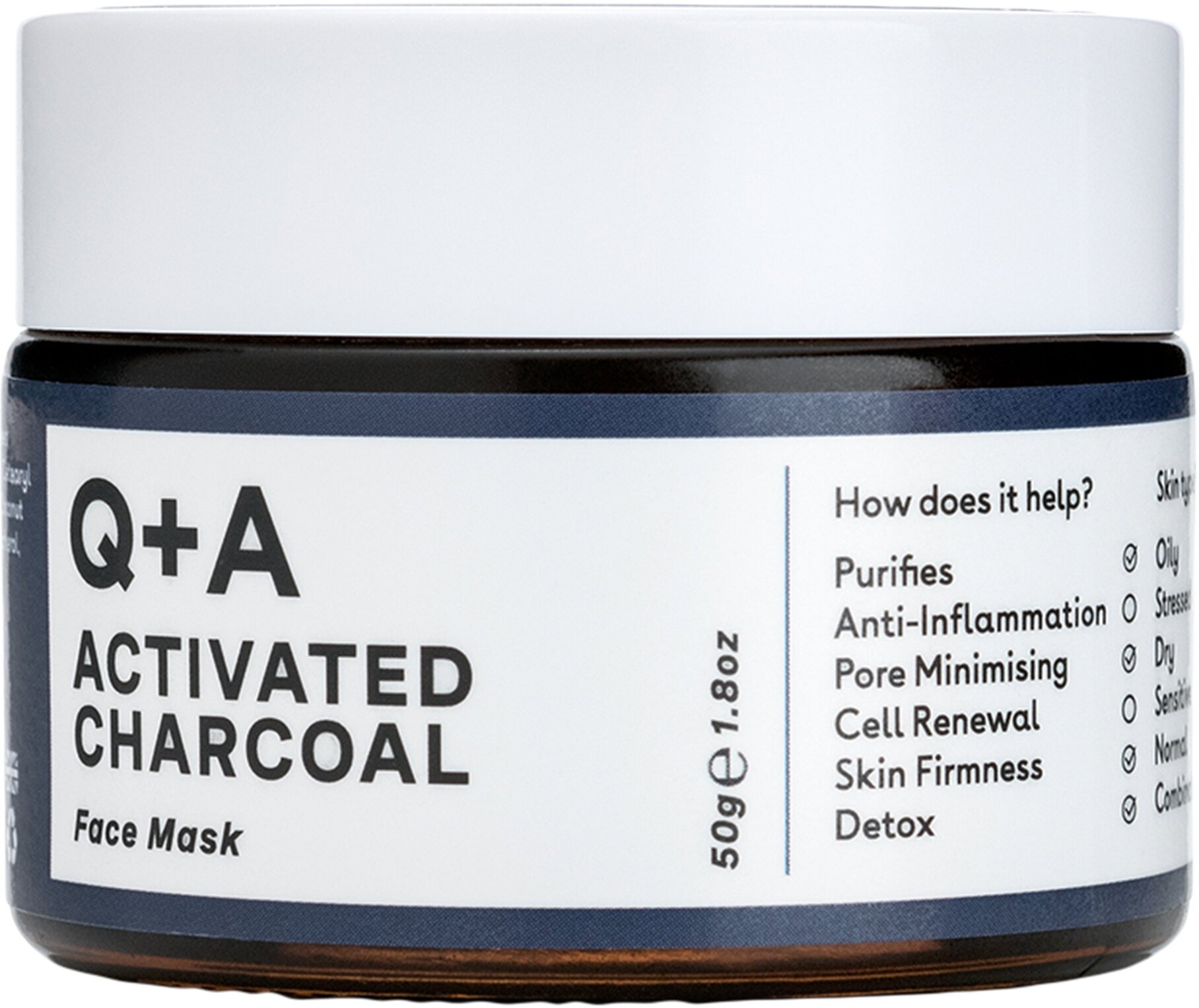 Q+A Очищающая маска для лица Activated Charcoal 50 гр