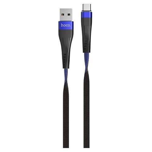 Кабель Hoco U39 Slender USB - USB Type-C, 1.2 м, синий/черный кабель usb micro usb 1 2м hoco u39 slender черный синий