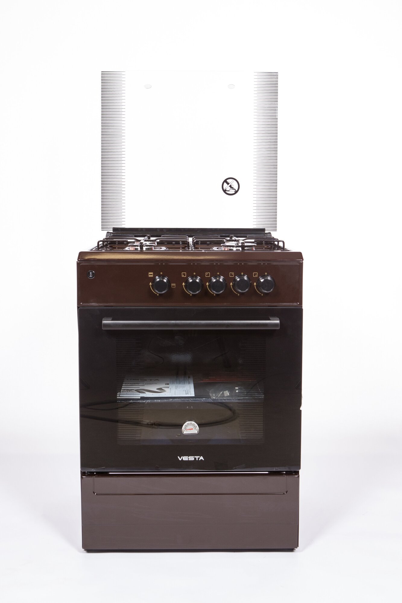 Газовая плита VESTA-BERGAMO VGG 10-G коричневая ГК духовки,60 см газовая электро-поджиг, подсветка