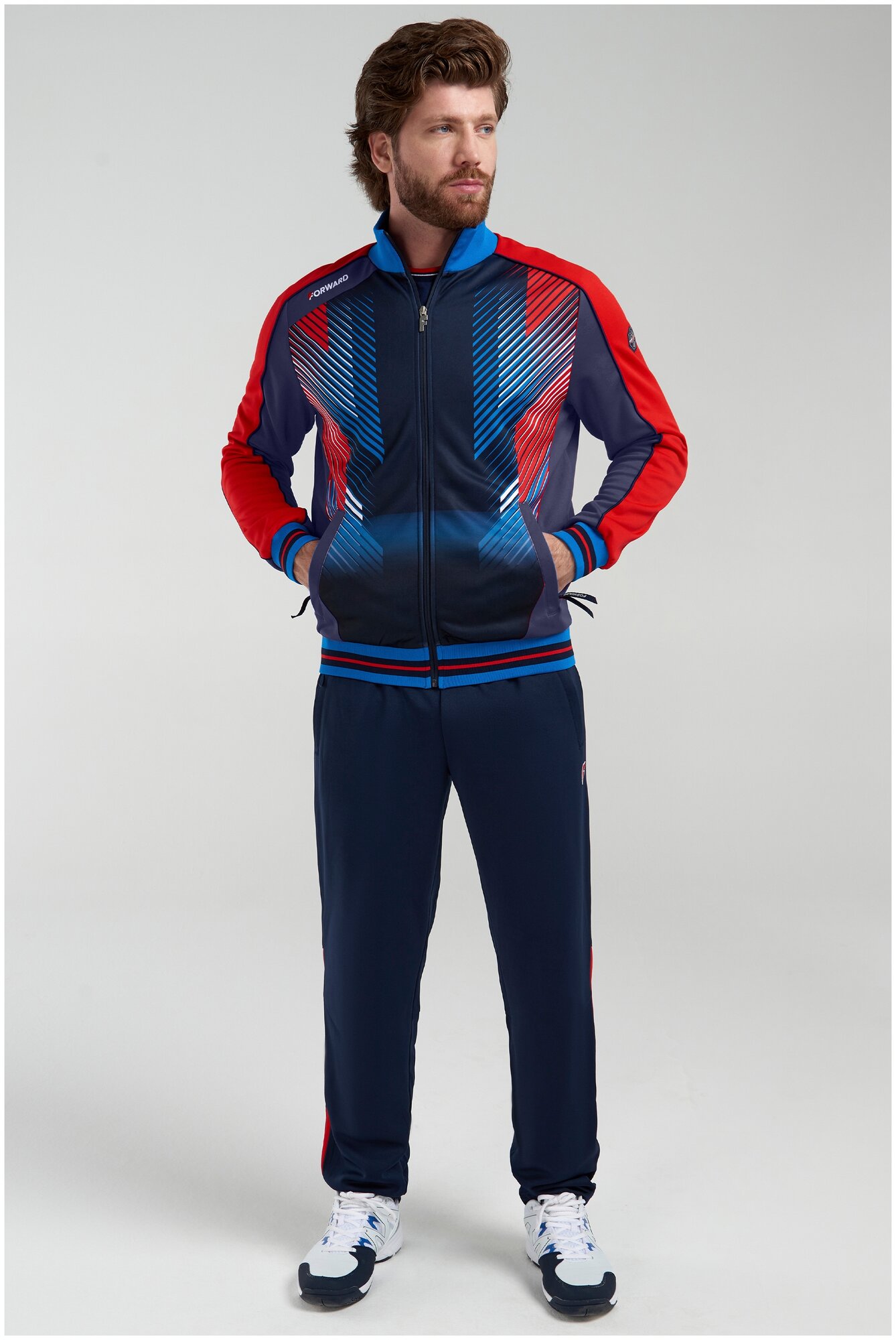 Костюм FORWARD, олимпийка и брюки, силуэт прямой, карманы, подкладка, размер XL, синий, красный — купить в интернет-магазине по низкой цене на Яндекс Маркете