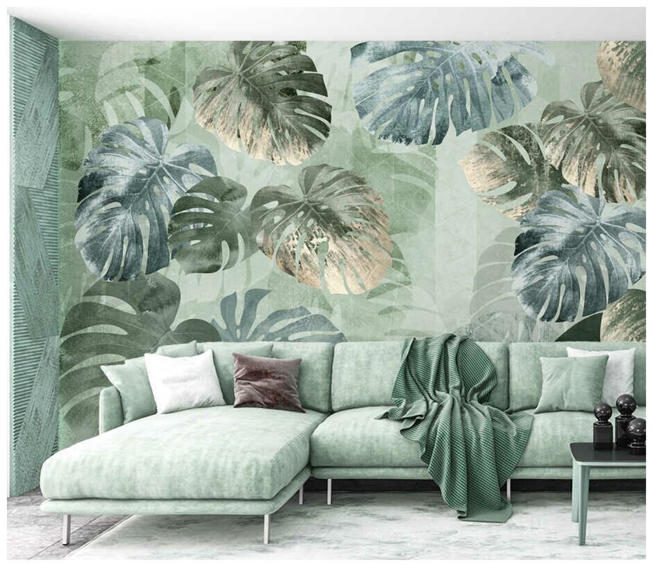 Фотообои на стену флизелиновые "Листья тропические" в спальню, в гостиную или на кухню 300x270 см.