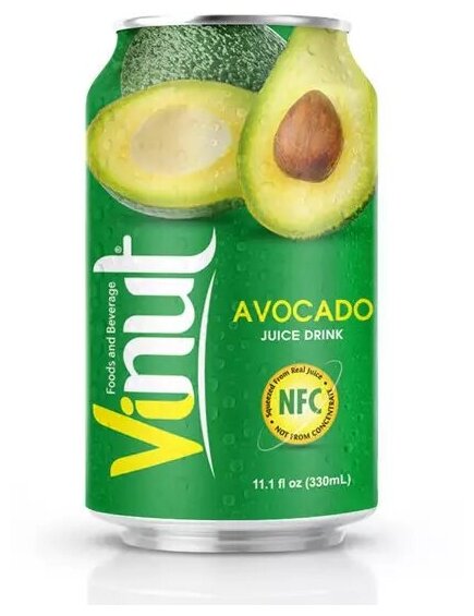 Напиток VINUT со вкусом авокадо 330 мл Упаковка 24 шт - фотография № 1