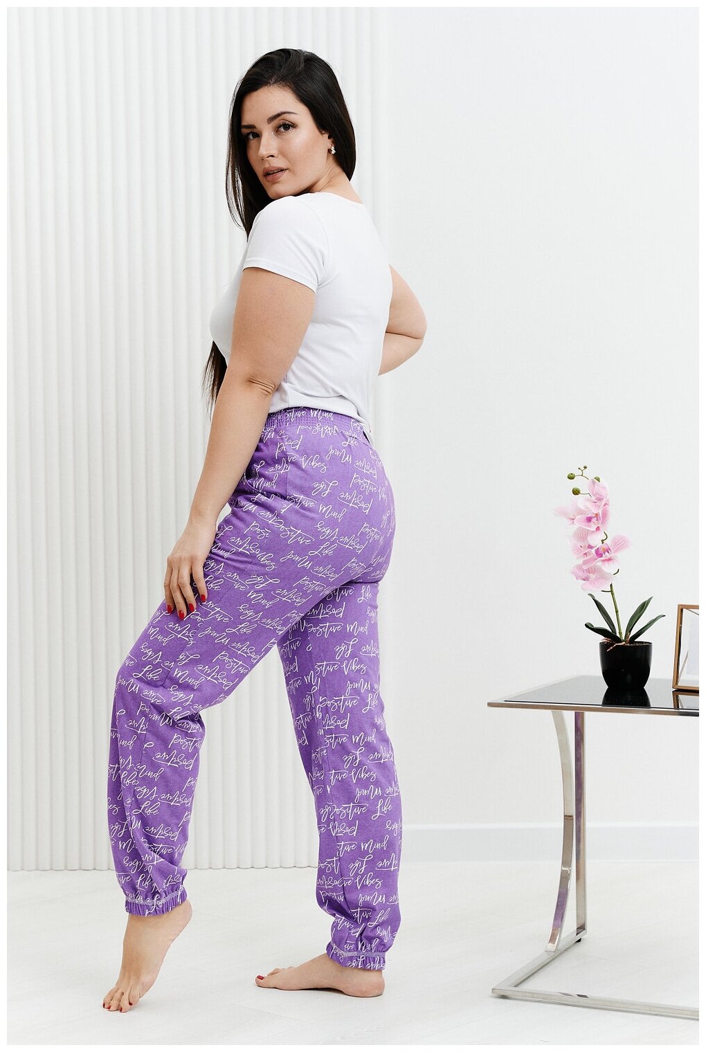 Брюки Натали, без рукава, пояс на резинке, карманы, размер 54, фиолетовый - фотография № 13