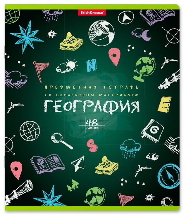 Тетрадь ученическая А5 48 листов клетка Erich Krause К доске! География - фото №1