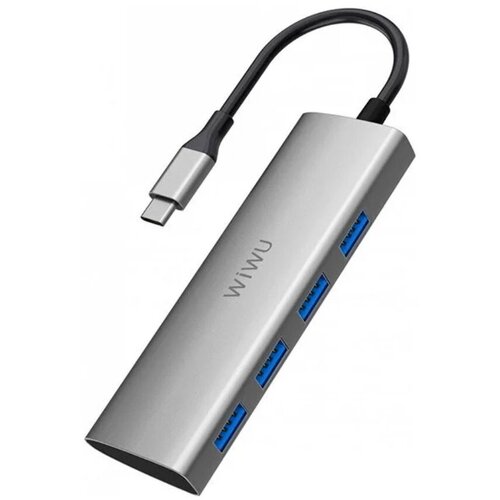 Хаб WiWU Alpha 440 Type-C to 4 x USB 3.0 Grey