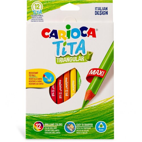 Carioca Tita Maxi Карандаши цветные утолщенные пластиковые трехгранные заточенный 12 цв. 42791 цветные карандаши herlitz trilino jumbo 12 цв трехгранные 10412062