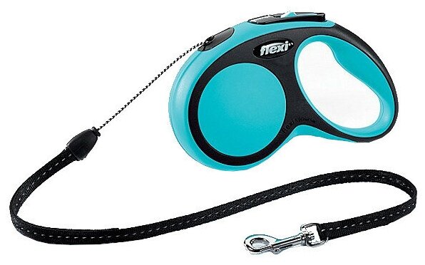 Flexi New Comfort M Рулетка для собак весом до 20кг длинна 5м с тросом голубая