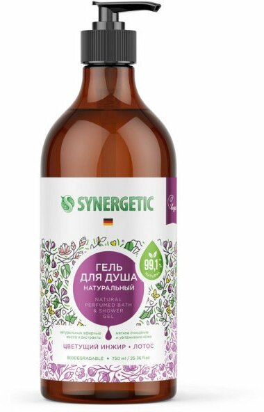 Гель для душа Synergetic Цветущий инжир и лотос 750ml 4607971452911