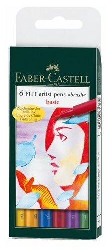 Набор капиллярных ручек Faber-Castell Pitt Artist Pen Brush Basic, 6 шт