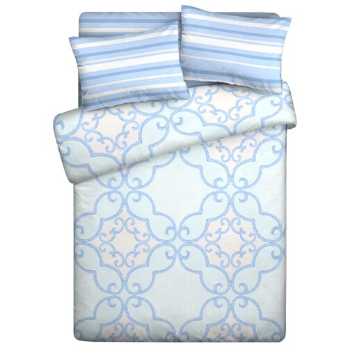Комплект постельного белья Гутен Морган, поплин (100% хлопок) Marbelia, орнамент, голубой размер Семейный наволочки 70 х 70