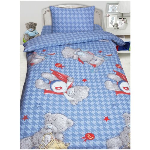 Комплект постельного белья Mona Liza MTY Ded, 1.5-спальное, бязь, голубой/серый