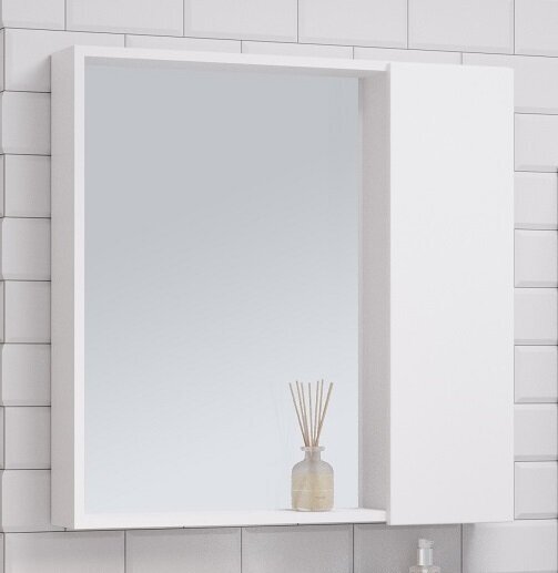Шкаф в ванную с зеркалом Манхэттен 75, универсальный, белый