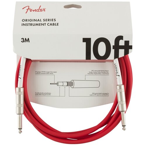 Инструментальный кабель FENDER 10' OR INST CABLE медиатор 0 96 мм жесткий цвет красный fender 346 dura tone 96 12 pk frd