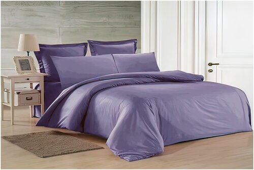 Комплект постельного белья Евро (Сатин), наволочки 70x70, фиолетовый