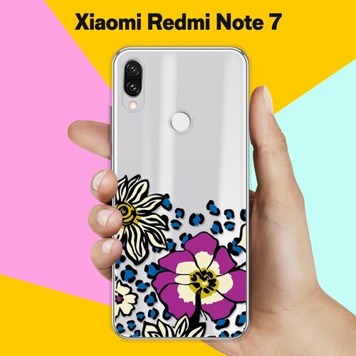 Силиконовый чехол Цветы с узором на Xiaomi Redmi Note 7