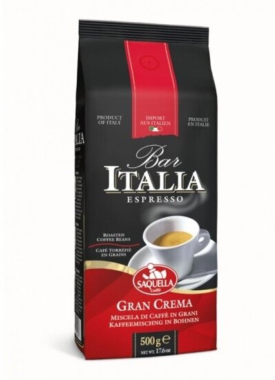 Кофе в зернах Saquella BAR ITALIA Gran Crema 500 г